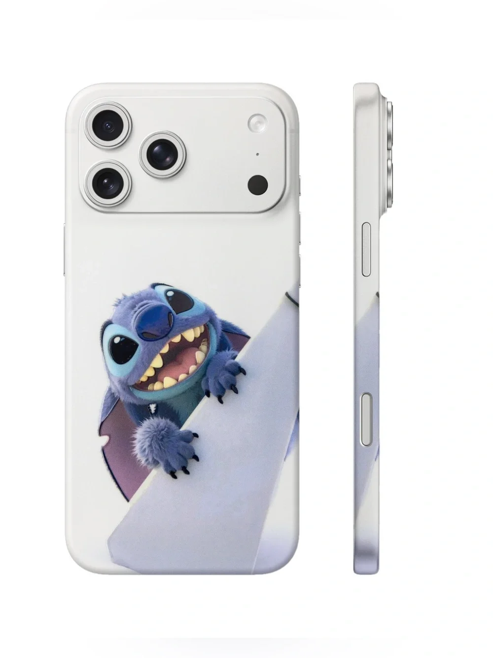 Cute Stitch Peekaboo Phone Skin White Cartoon Vinyl Decal for iPhone 3D Embossed
